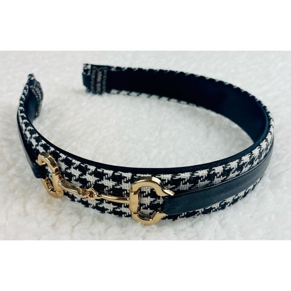 Unbranded Accessories - (NWOT) Handmade Black/White/Gold Houndstooth Horse Bit Headband